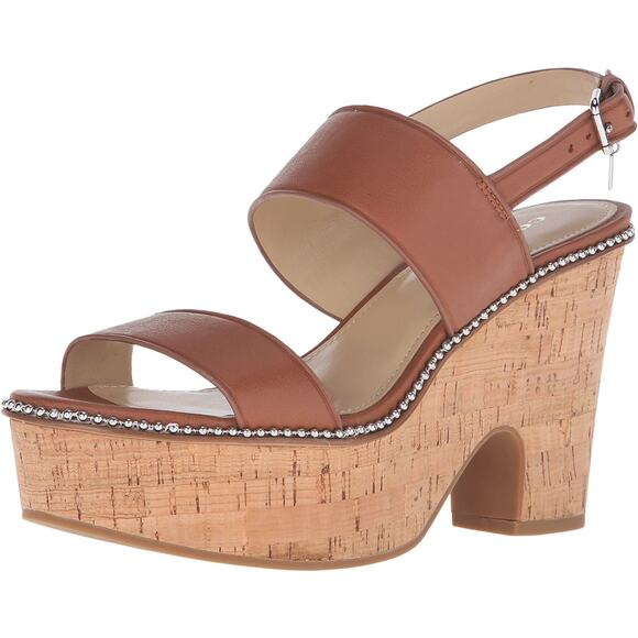 Coach Quartz Saddle Soft Milled Leather Platform Sandals 7.5- NIB! - Picture 1 of 9